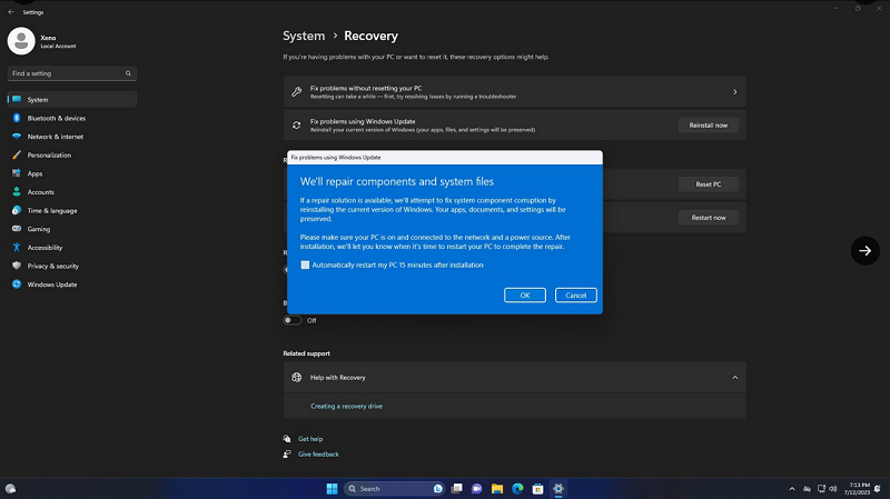 In-Place Repair Feature In Windows 11 Build 25905